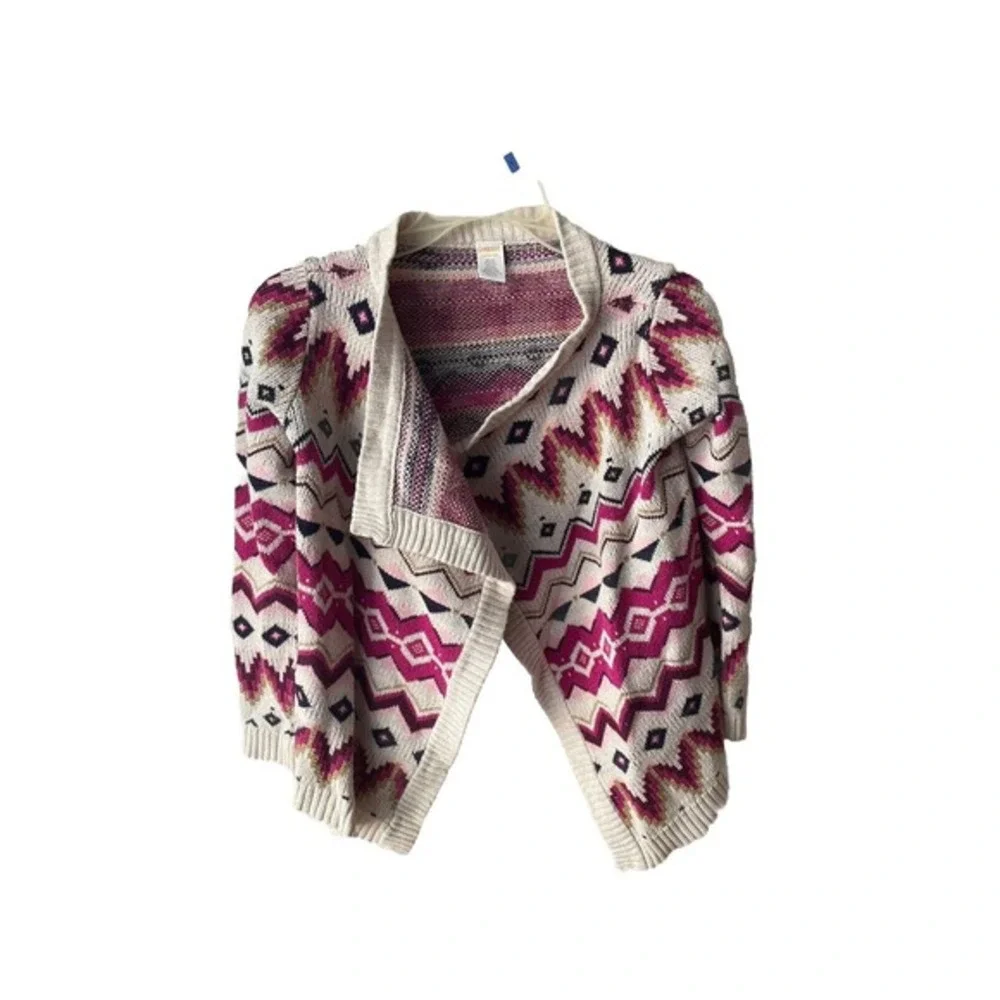 Gymboree Girls Pink Gold Cardigan Size 10-12‎ Chevron Aztec Warm Winter Cozy